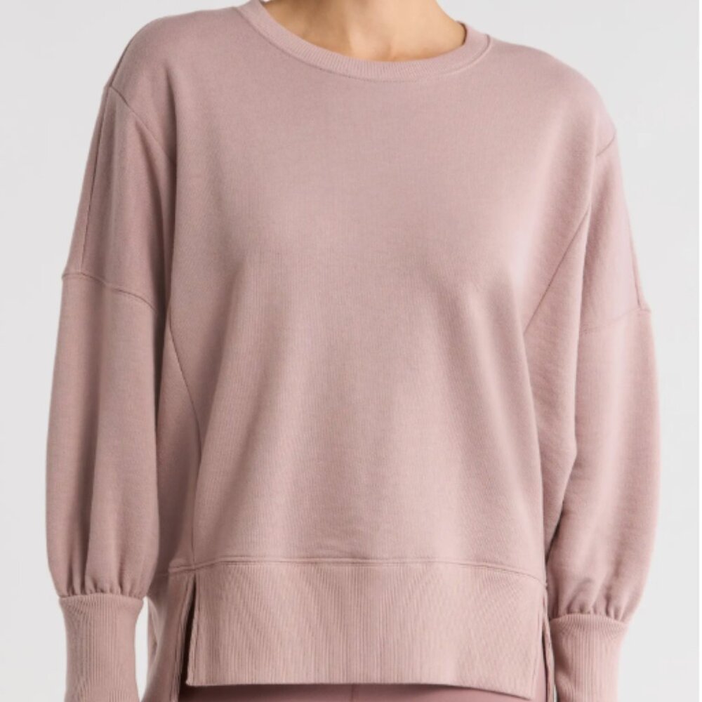 Z by Zella Wind Down Terry Volume Crewneck Pink Fawn